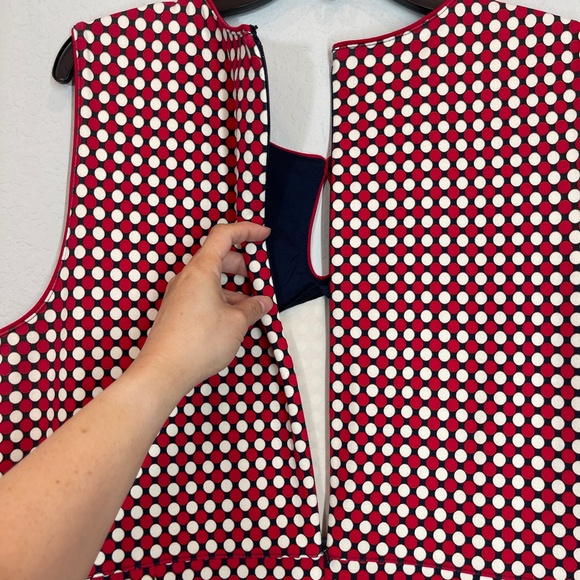 Lands End Dress Womens 18T Tall Red Ponte Polka Dot Sheath Sleeveless Stretch - Picture 6 of 15